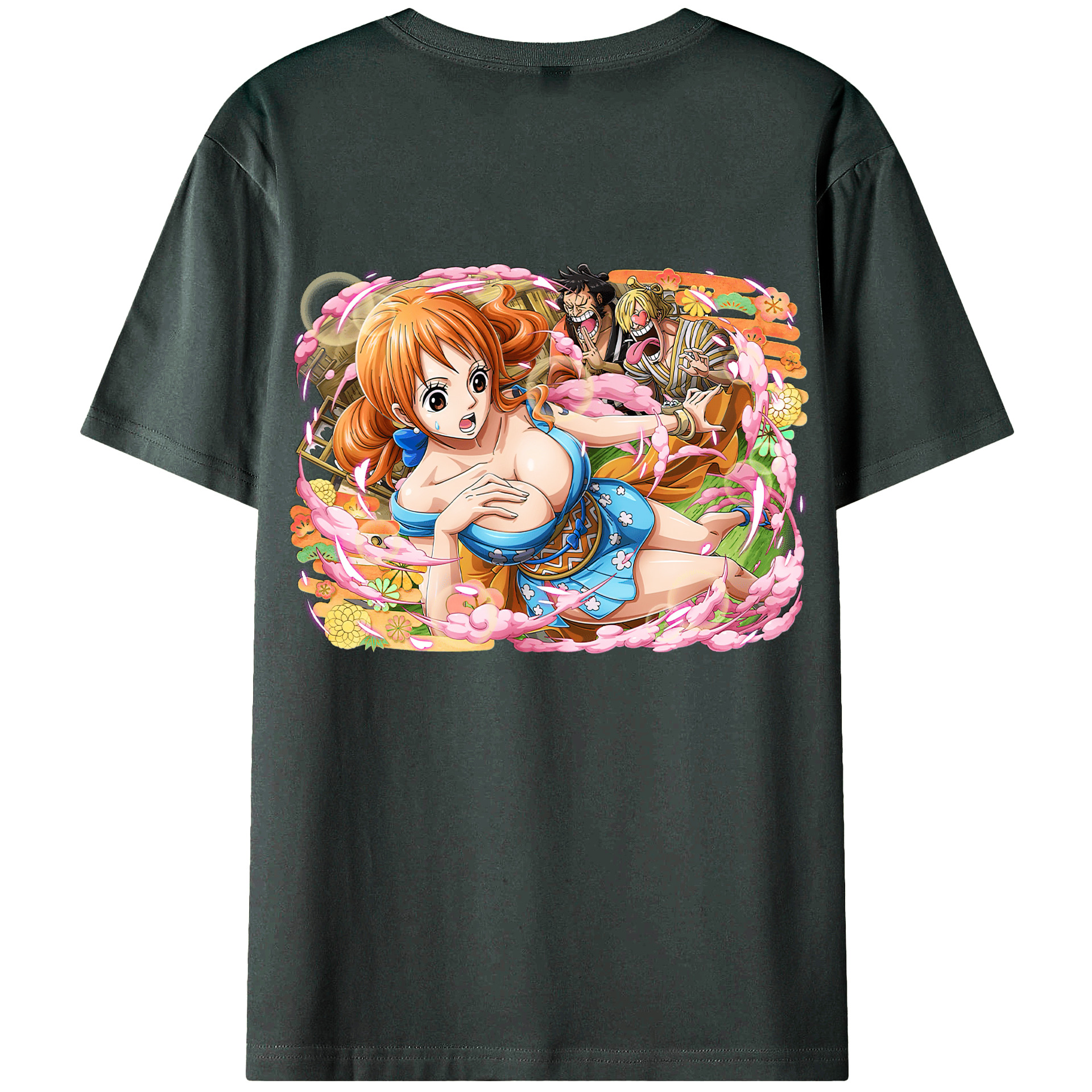 （画像用） ワンピース ナミ ONE PIECE Nami 綿100％ メンズ半袖Tシャツ（バックプリント） 通気性